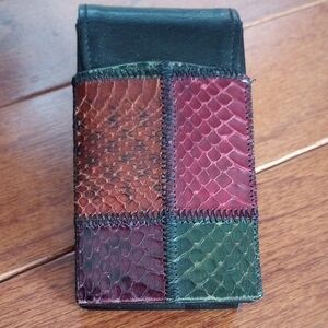 Vintage Cigarette Case Leather and Snakeskin